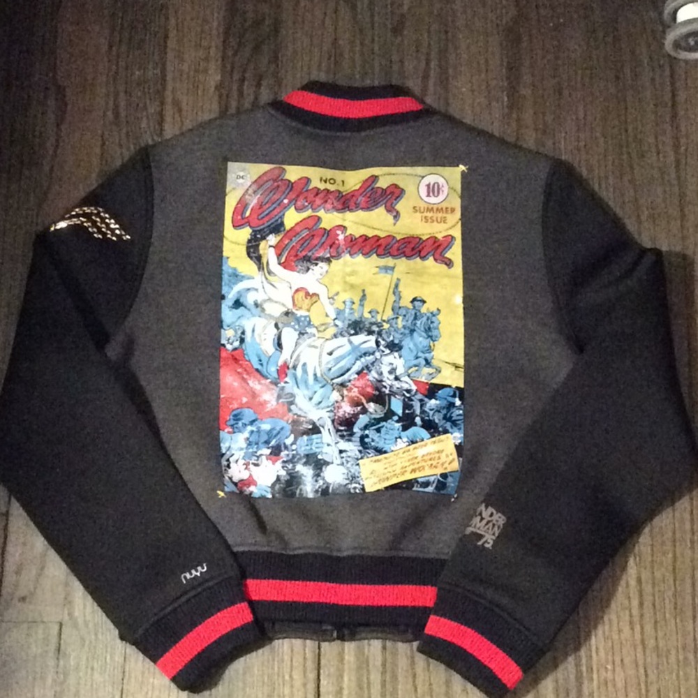 Wonder Woman Warrior Comic Printed Varsity Jacket